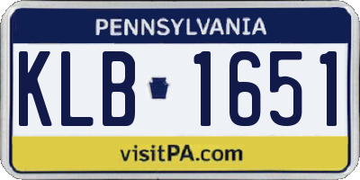 PA license plate KLB1651