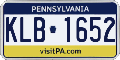 PA license plate KLB1652