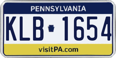PA license plate KLB1654