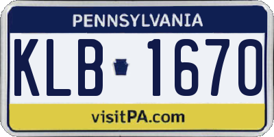 PA license plate KLB1670