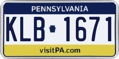 PA license plate KLB1671