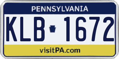 PA license plate KLB1672