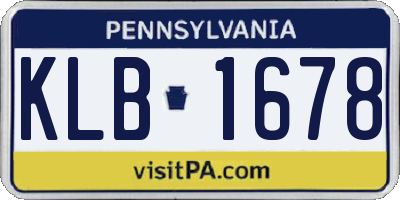 PA license plate KLB1678