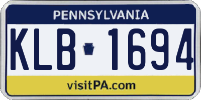 PA license plate KLB1694