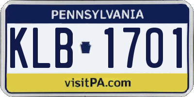 PA license plate KLB1701