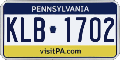 PA license plate KLB1702
