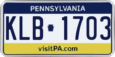 PA license plate KLB1703