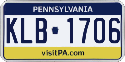 PA license plate KLB1706