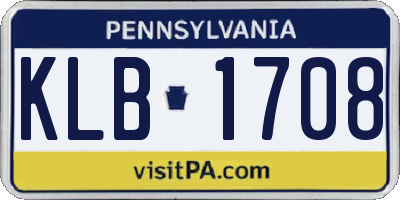 PA license plate KLB1708