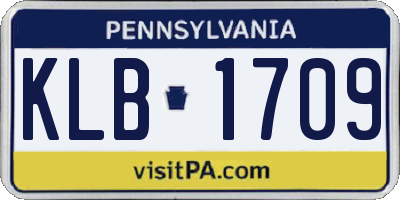 PA license plate KLB1709