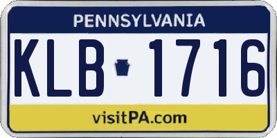 PA license plate KLB1716