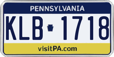 PA license plate KLB1718