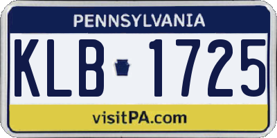 PA license plate KLB1725