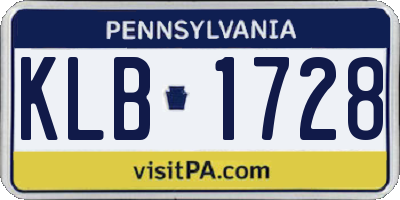 PA license plate KLB1728