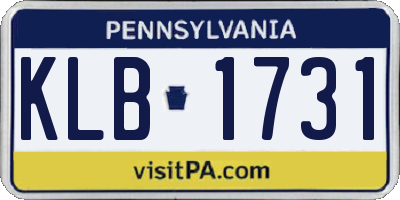 PA license plate KLB1731