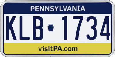 PA license plate KLB1734