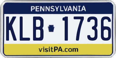 PA license plate KLB1736