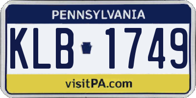 PA license plate KLB1749
