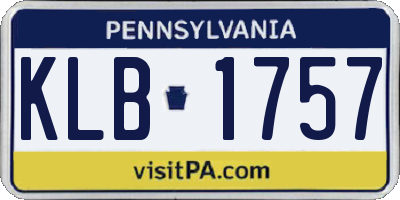 PA license plate KLB1757