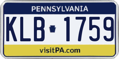 PA license plate KLB1759