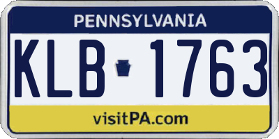PA license plate KLB1763