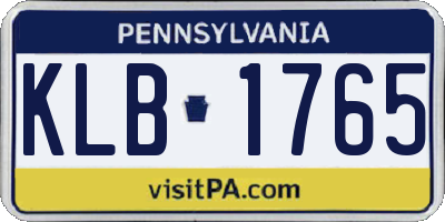 PA license plate KLB1765