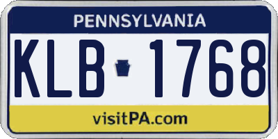 PA license plate KLB1768