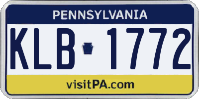 PA license plate KLB1772