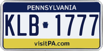 PA license plate KLB1777