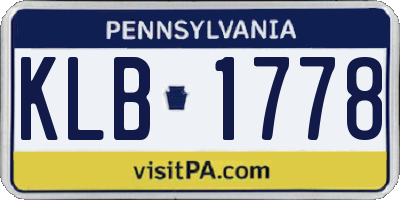 PA license plate KLB1778
