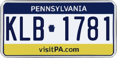 PA license plate KLB1781