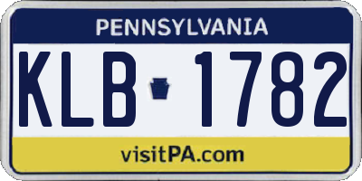 PA license plate KLB1782