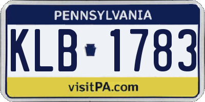 PA license plate KLB1783