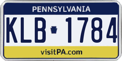 PA license plate KLB1784