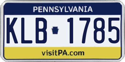 PA license plate KLB1785
