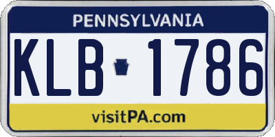 PA license plate KLB1786