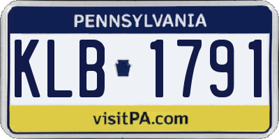 PA license plate KLB1791