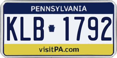 PA license plate KLB1792