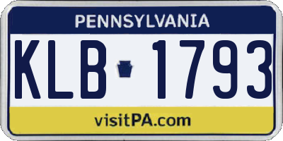 PA license plate KLB1793