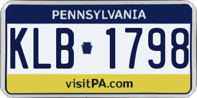 PA license plate KLB1798