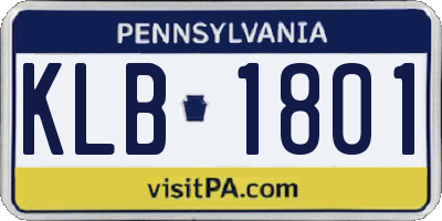 PA license plate KLB1801