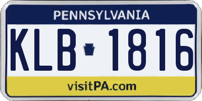 PA license plate KLB1816