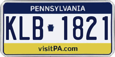 PA license plate KLB1821
