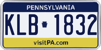 PA license plate KLB1832
