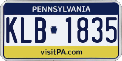 PA license plate KLB1835
