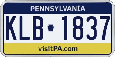 PA license plate KLB1837