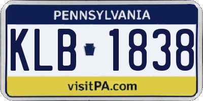 PA license plate KLB1838