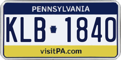 PA license plate KLB1840