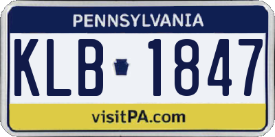 PA license plate KLB1847