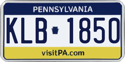 PA license plate KLB1850